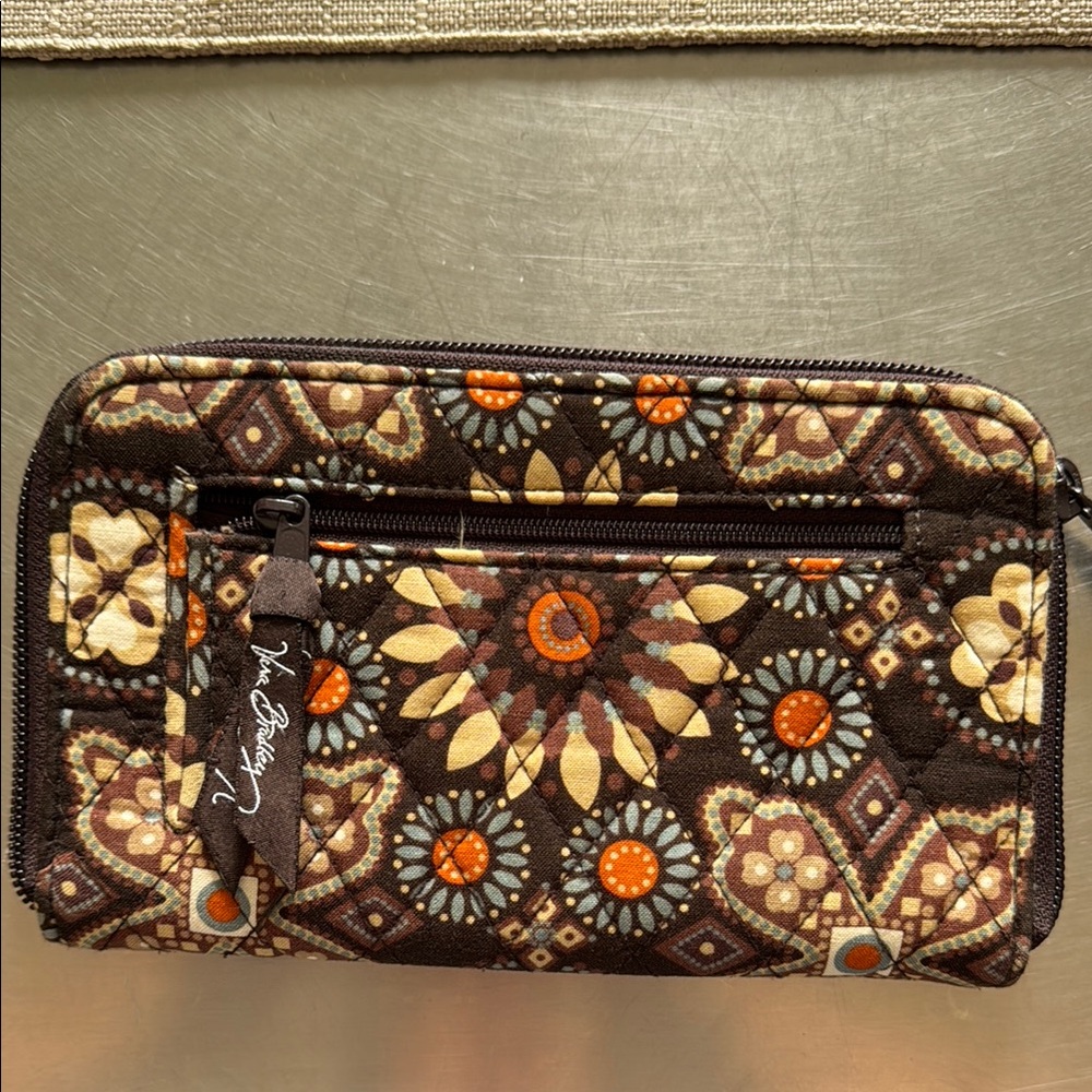 Vera Bradley Brown and Orange Quilted Wallet